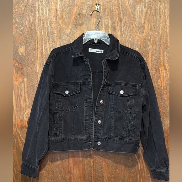 TopShop Moto Black Denim Jacket by - Picture 1 of 3